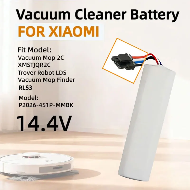 For Vacuum Mop 2C XMSTJQR2C/Xiaomi Trover Robot LDS Vacuum Mop Finder RLS3 Vacuum Cleaner Battery P2026-4S1P-MMBK 14.4V 4000mAh