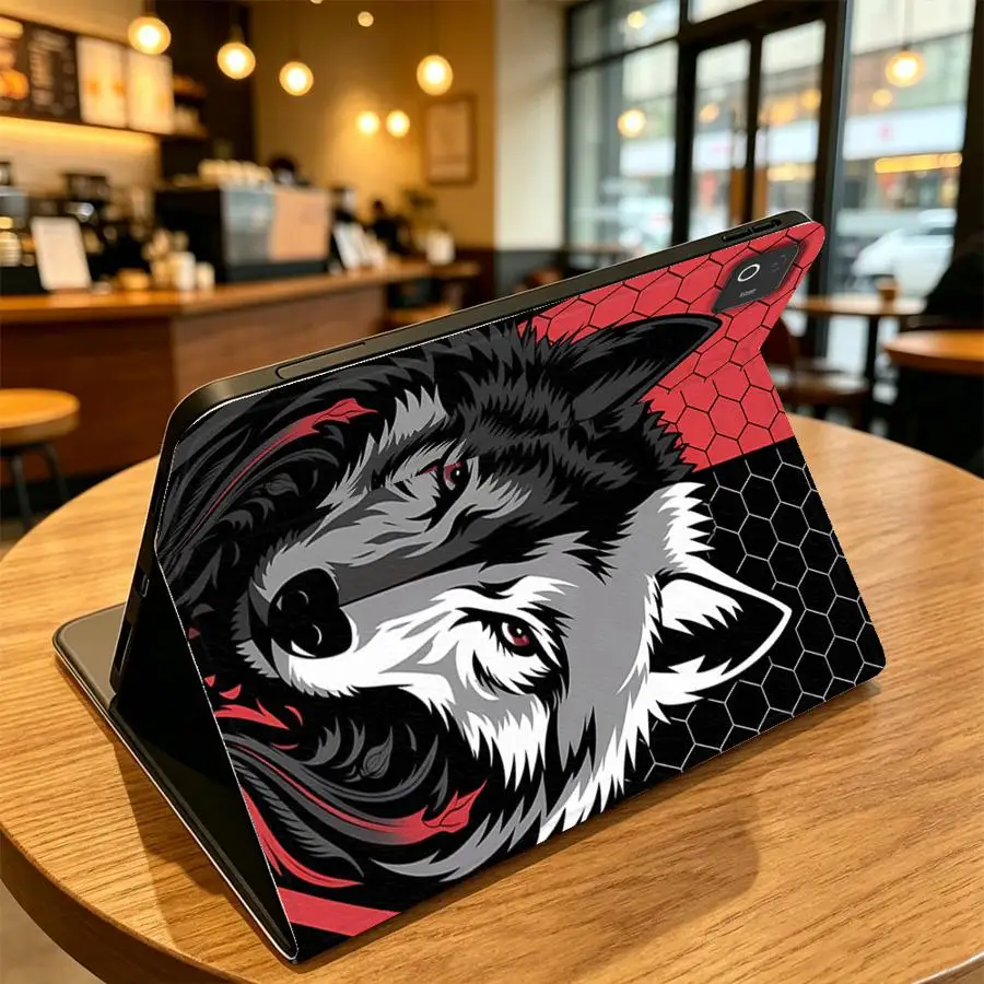 with Pencil Slot Case for Xiaomi Pad 5 6 7 8 Pro Redmi Pad SE K Pad 8.8 9.7 12.4 Inch Pad 6s Pro 7 Ultra Cool Wolf