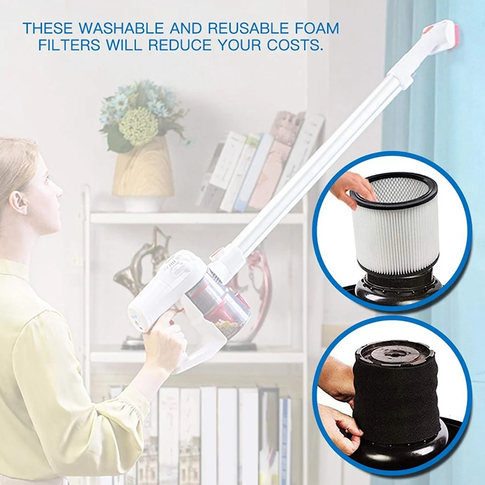 Washable and Reusable Foam Filter Suitable for Shop-Vac, Genie and VacMaster 90585 9058500 Vacuum Cleaners