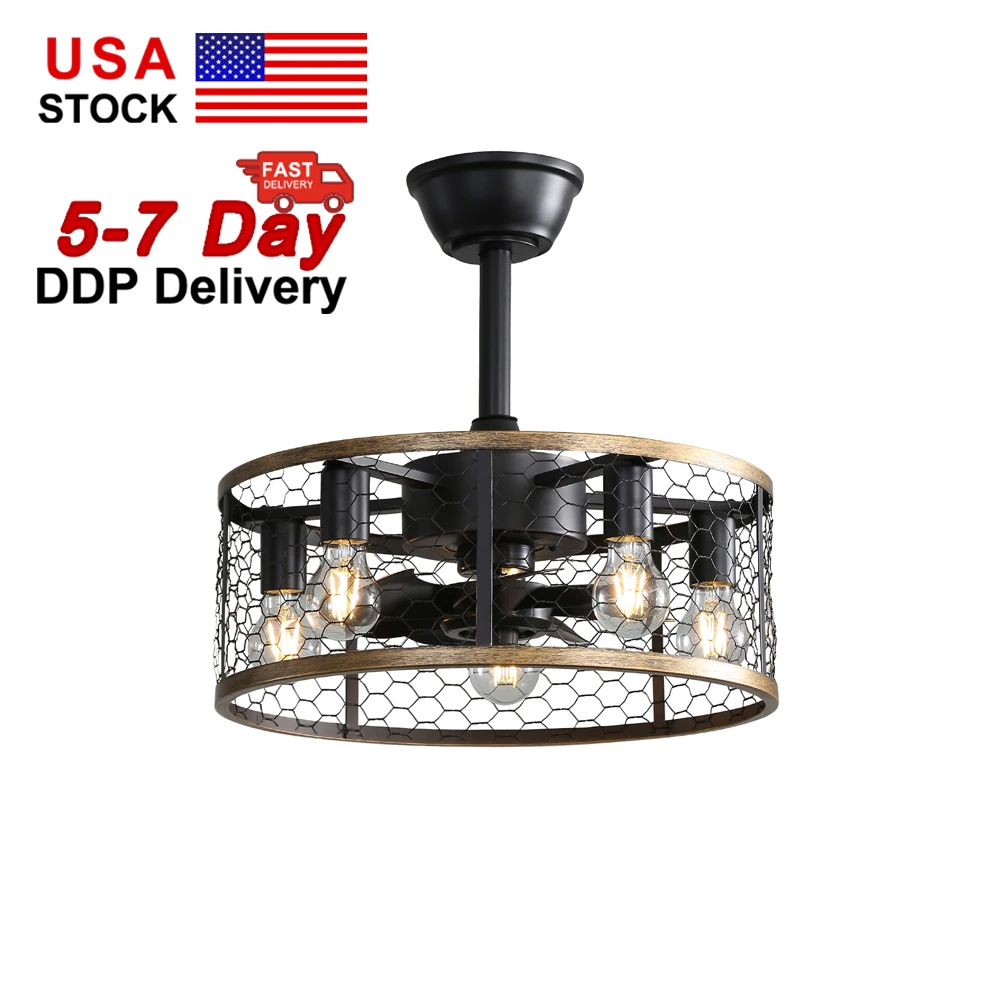 

Modern 20-Inch Cage Ceiling Fan Modern And Simple Design Ceiling Fan With Remote Control