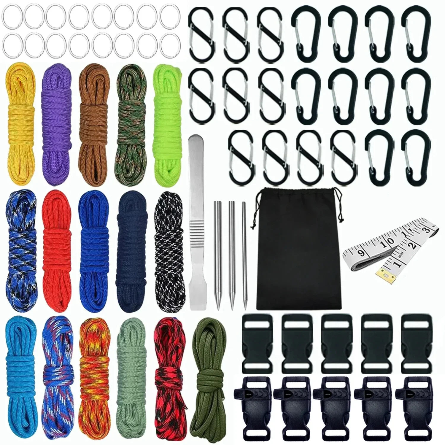 550 Paracord Rope Kit 5m Parachute Cord Crafting Set  Outdoor Sports DIY Bracelets Lanyards Collar