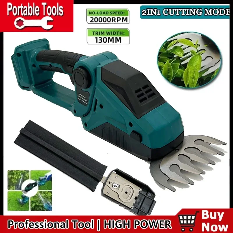 

Fit Makita 18V Battery Cordless Hedge Trimmer 2-in-1 Mini Handheld Electric Grass Shears Operated Shrubbery Trimmer for Garden