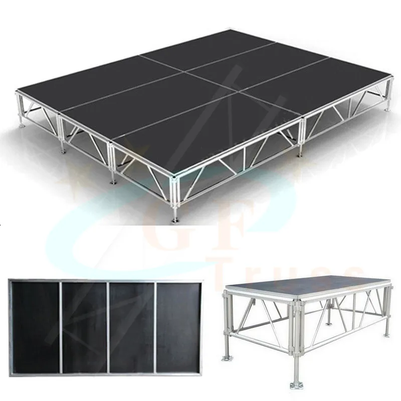 Panggung Lipat Aluminium Mobile 4*8 kaki, Mudah Dipasang, untuk Acara