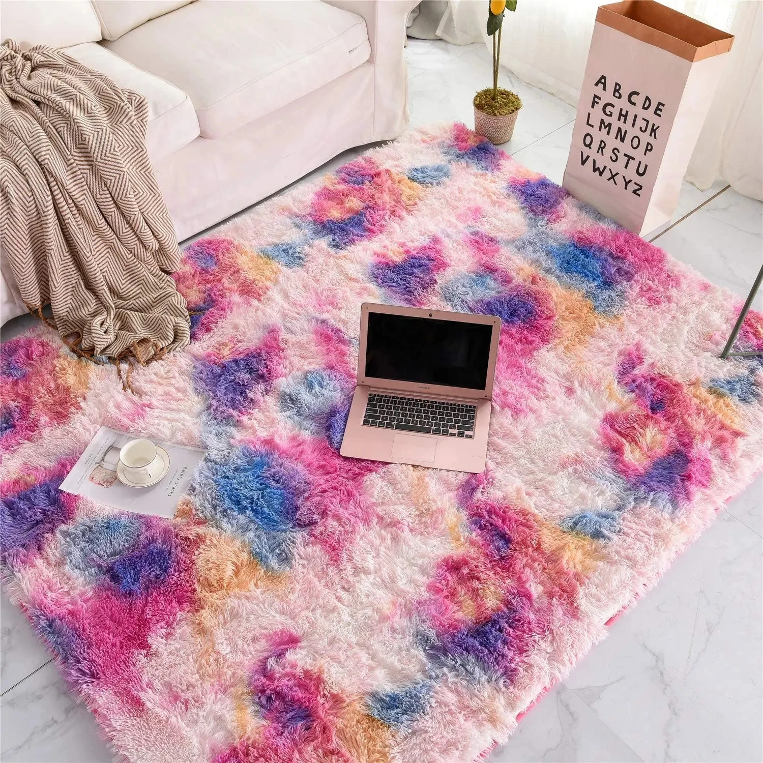 Fluffy Area Rug Modern Shag Leopard Print Rugs Home Decor Carpet Luxurious Shag Carpet Anti-Skid Shaggy Rectangular Area Rug