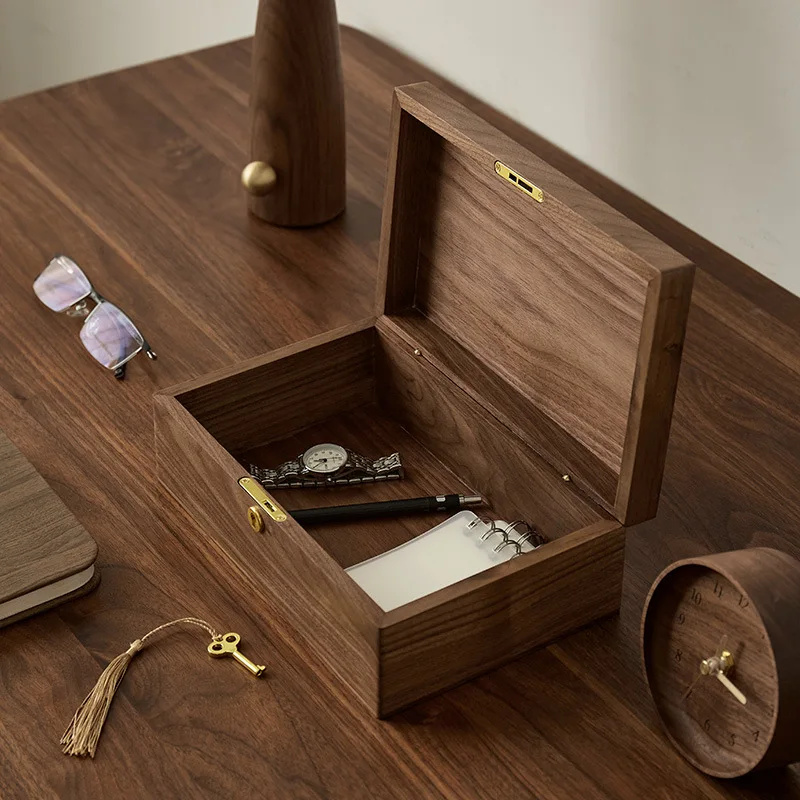 

Jewelry Box Walnut, Ring Earring Storage Display Box Luxury Women's Bracelet Jewelry Packaging Box Lock