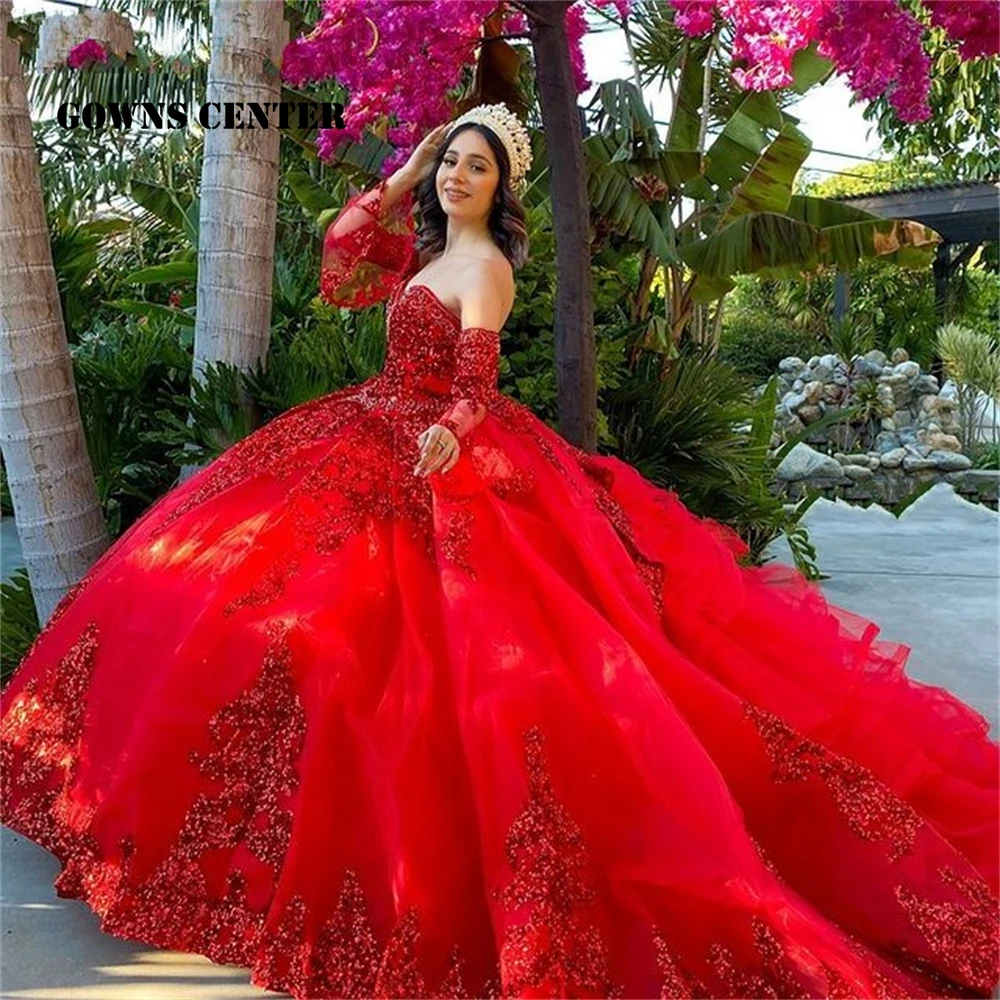 Red Half Sleeve Quinceanera Dresses Ball Gown Formal Prom Graduation Gowns Royal Blue Sweet 15 Dress vestidos de 15 años