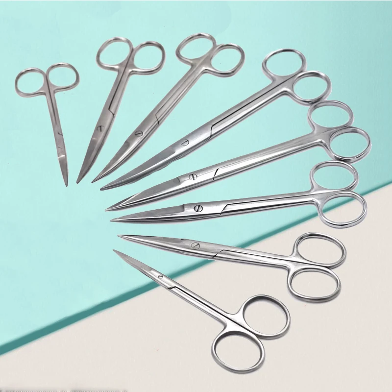 

Dental Surgical Scissors Straight 12.5cm/14cm/16cm/18cm Stainless Steel Stitch Removal Scissors Curved Tip Head Dental Tool