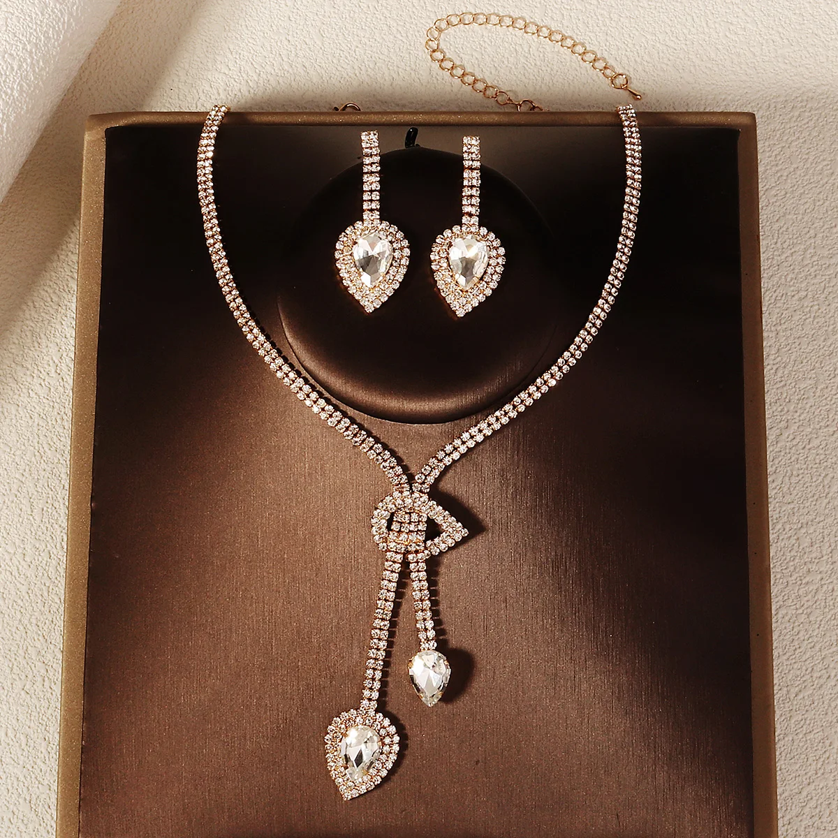 Baroque Large Rhinestone Necklace Earrings Set For Women Luxury Full Diamonds Costume Jewelry Accessories Gifts for friends