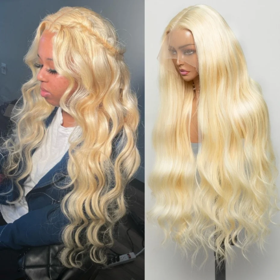 HD 360 Full Lace Wig Human Hair Pre Plucked 613 Honey Blonde Color Lace Front Wigs For Women Remy Vietnamese 13x4 13x6 Lace Frontal Body Wave Wigs 200% 220% Density
