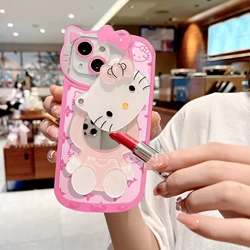 Зеркальный чехол Sanrio Hello Kitty Kawaii KT для iPhone 16 15 14 13 Pro Max 11 12 13 Pro XR XS MAX 8 Plus Girl Y2K