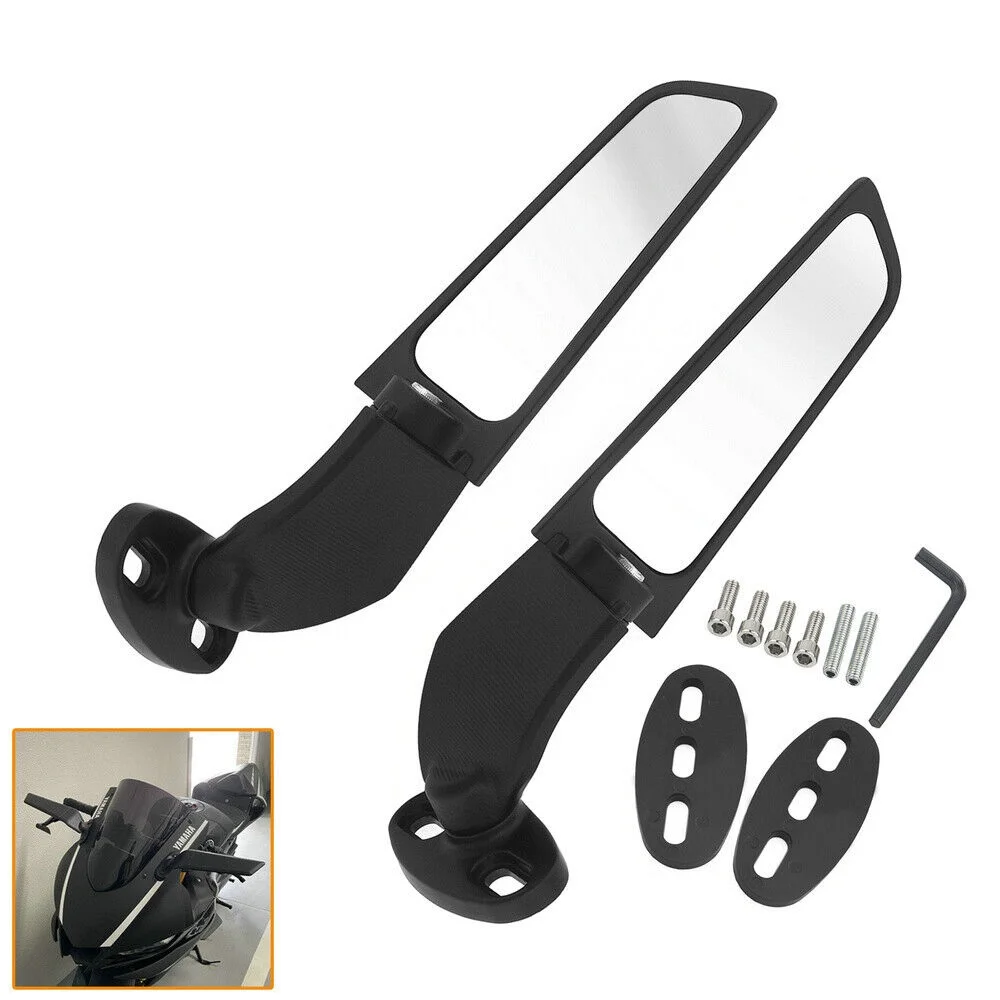 2x Wind Swivel Wing Rearview Side Mirror For Kawasaki Ninja 250 300 400 650 ZX6R