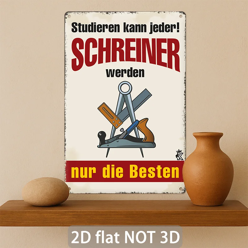 2D Metal Sign, 1pc German Carpenter Apprentice & Craft Master Sign, Vintage German with English Translation, 12.0
