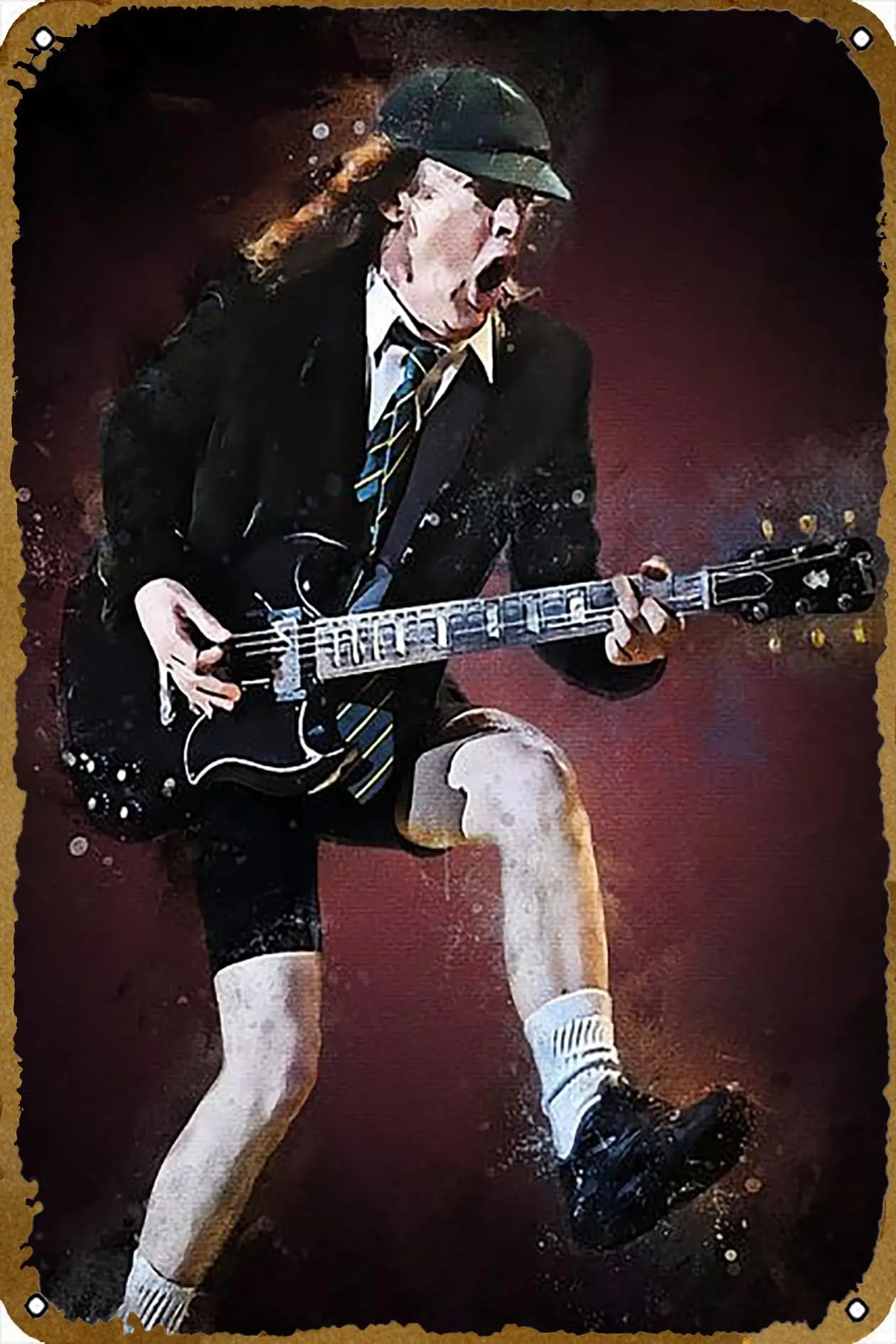 KNIOIL SPIRIT OF ANGUS YOUNG Music Poster Bar Pub Cafe Wall Vintage Karaoke Retro Metal Tin Sign Man Cave Decor Rock Band Art