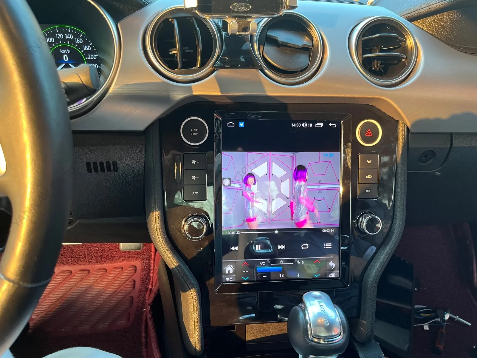 Android 13 หน้าจอแนวตั้งเครื่องรับสเตอริโอสําหรับFord Mustang 2015 2016 2017 2018 2019 2020 2021 GPS Naviเสียงบันทึกหัวหน่วย