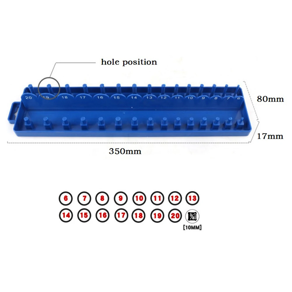 

Organizer Socket Storage Blue For Garage Workshop Metric Socket Tray Rack Holder Plastic Sleeve Bracket Tool Organizer Brand New