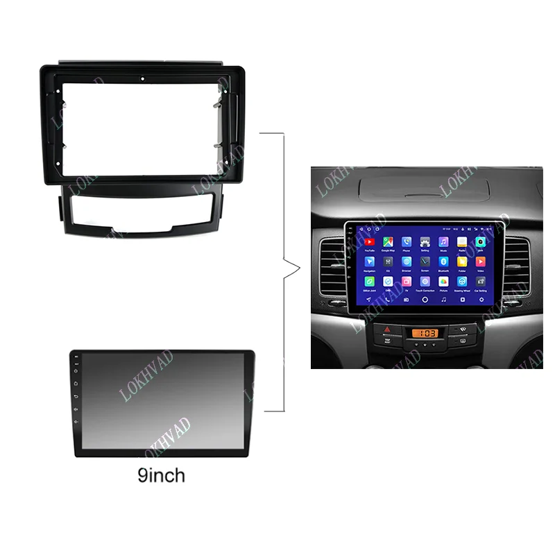 9 Inch Car Frame Fascia Adapter Android Radio Audio Dash Fitting Panel Kit For Ssangyong Korando 3 Actyon 2 2010-2013