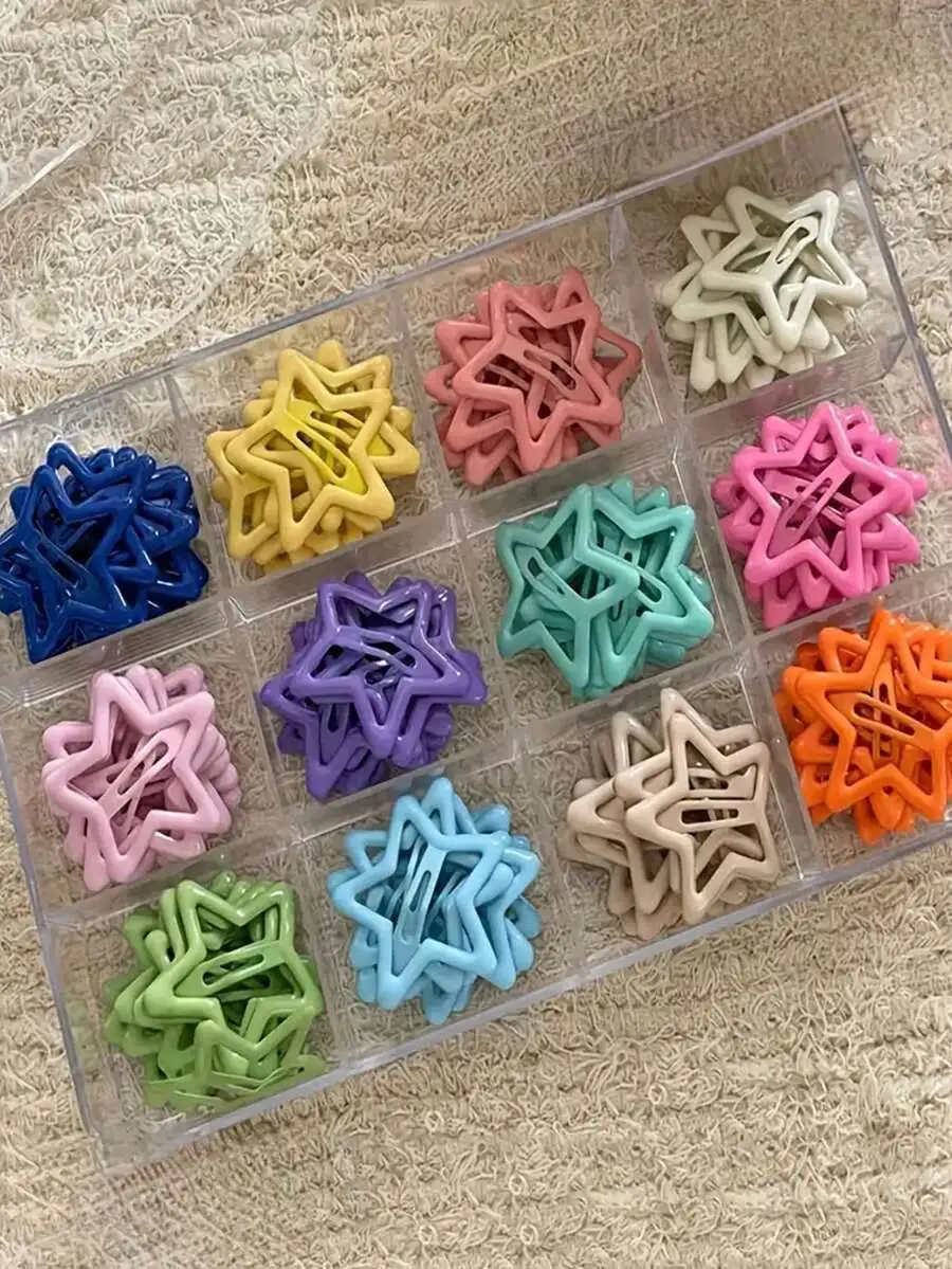 

Colorful Star Shape Hair Clips For Women, Metal Snap Barrettes Hair Accessories Styling Tools