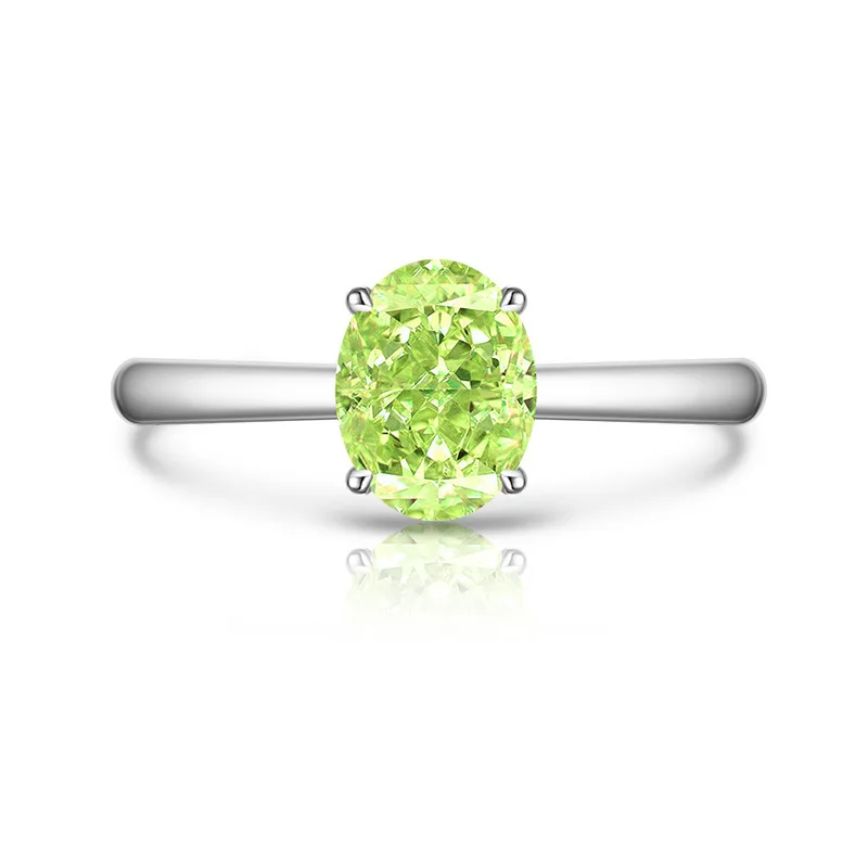 925 Sterling Silber Funkelnder Eisblumenschliff 6 * 8 mm Taubenei Zirkon Ring Damenmode Einfacher klassischer Ehering – Detail 11