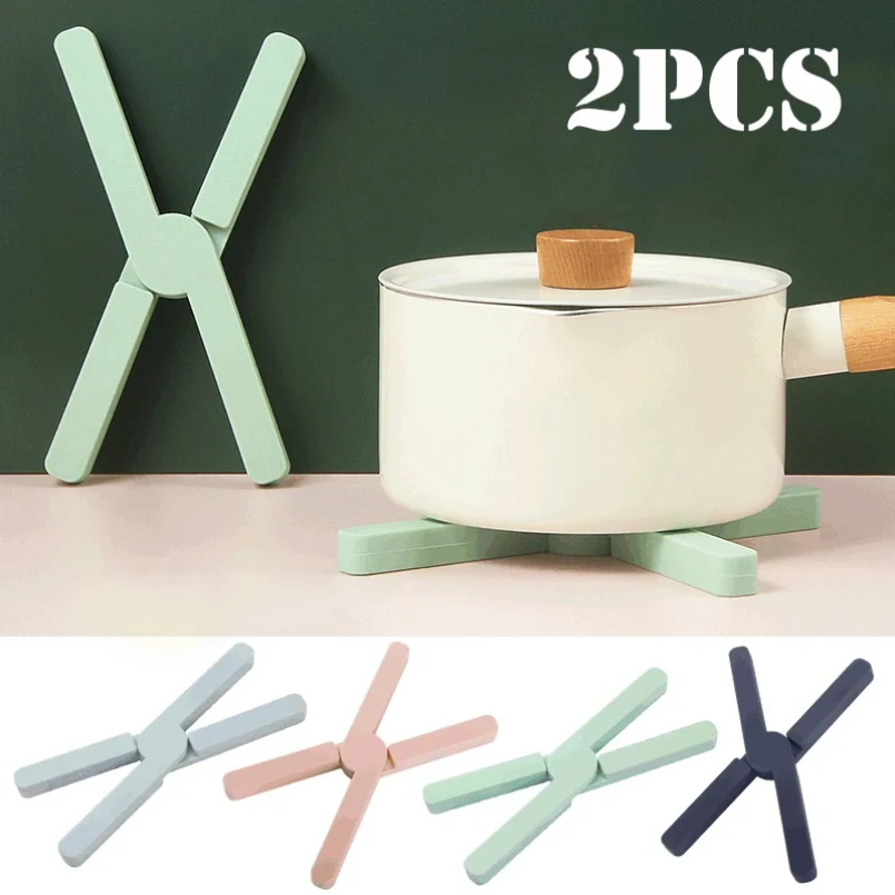 

1/2pcs Foldable Silicone Heat Resistant Placemat Non-Slip Table Mat Multi-purpose Pot Holder Dish Plate Coaster Kitchen Dining