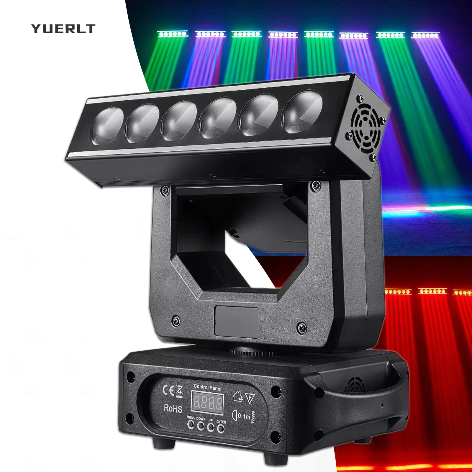 LED 6 x 20W Moving Head Light with Running Effect DMX512 Control, Professional DJ/bar/Party/Performance/Stage Lighting Control D