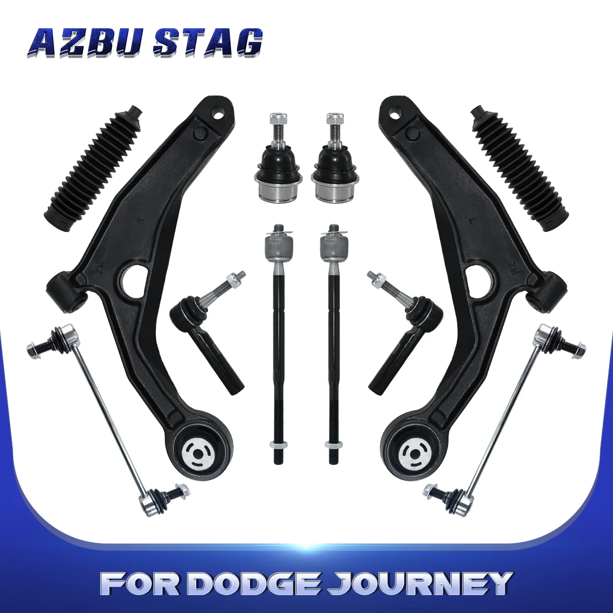 

AzbuStag 12Pcs Front Lower Control Arm Tie Rod Boot Sway Bar Link for DODGE JOURNEY 2009 2010 2011 2012 2013 2014 2015