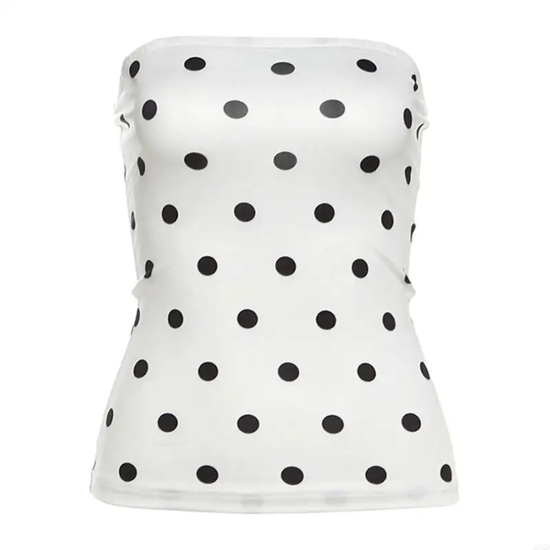 Elegant Women's Tube Top Strapless Dot Print Bandeau Going Out Vest