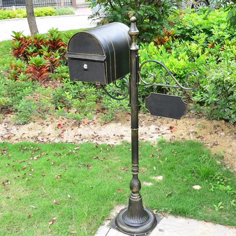 Metal Stand Mailbox For Villa Garden Park Outdoor Newspaper Letter Box Full Sets Retro Classic Postbox F6017