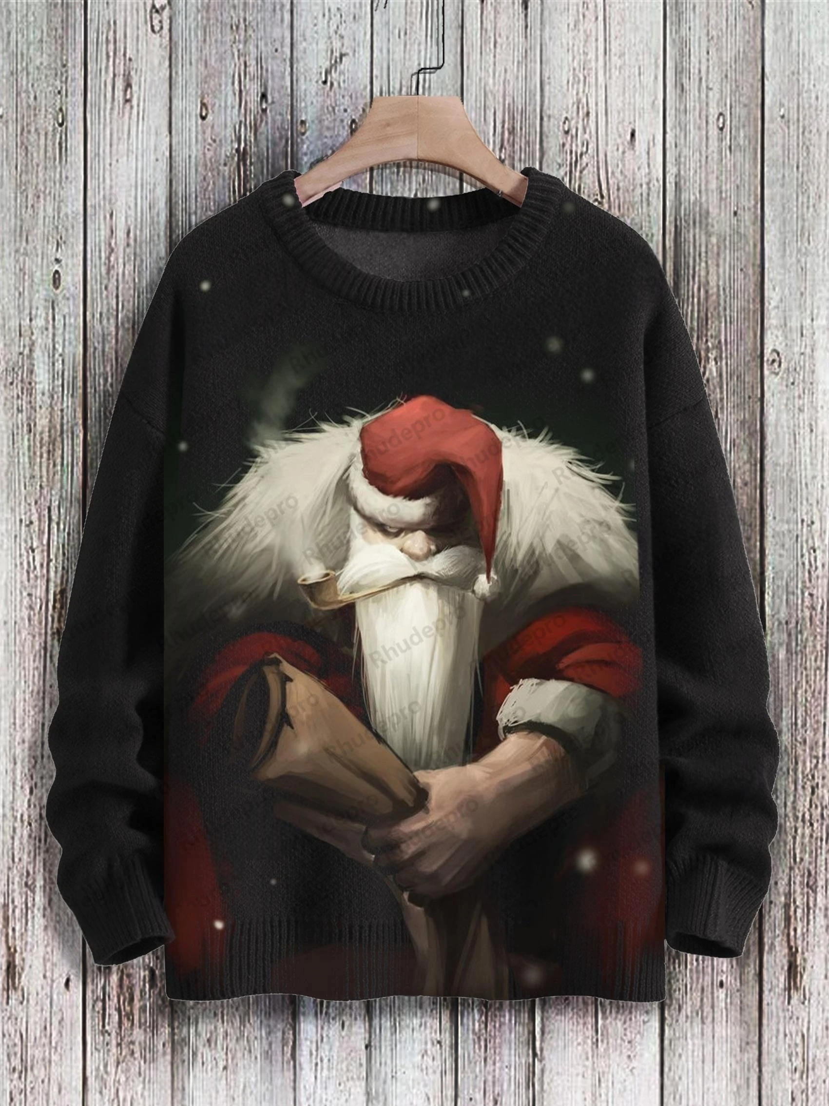 Christmas Cute Santa Claus Decoration Art 3D Printed Men's Knitted Pullover Winter Unisex Casual Knit Pullover Sweater