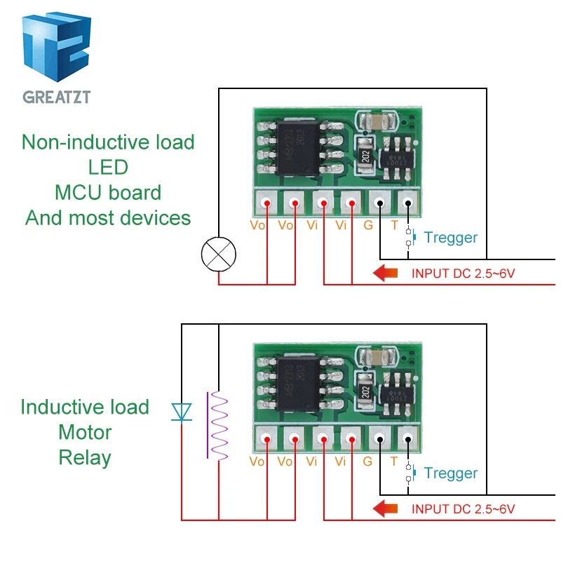 TZT 6A DC 3V 3.3V 3.7V 5V Electronic Switch Latch Bistable Self-locking Trigger Board for LED Motor Driver Solar Lithium battery