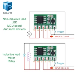 TZT 6A DC 3V 3.3V 3.7V 5V Electronic Switch Latch Bistable Self-locking Trigger Board for LED Motor Driver Solar Lithium battery