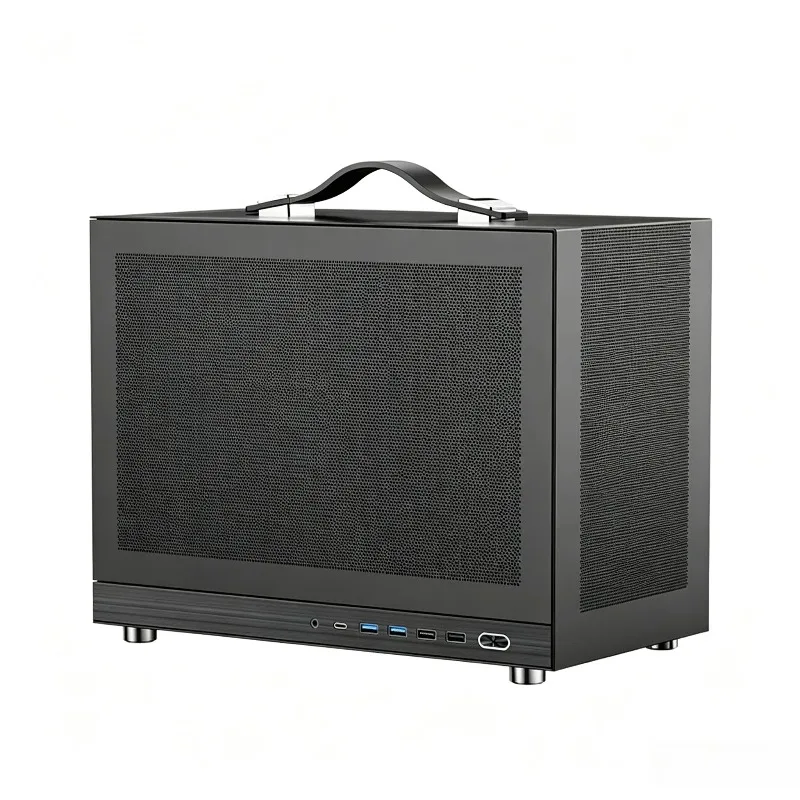 G300 Portable MATX Case with Handle Mini Desktop PC Chassis Micro-ATX Compact Carry Tower Empty