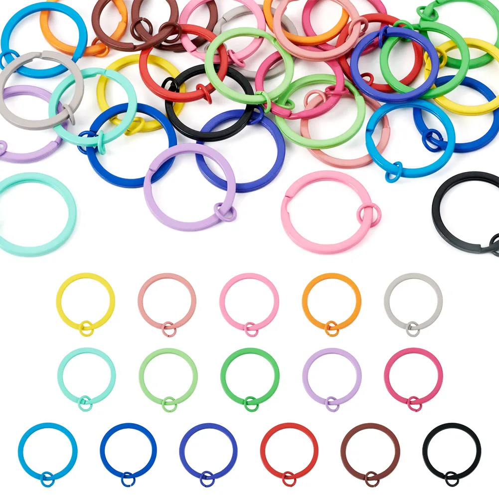 32Pcs Iron Split Key Rings Colorful Keychain Clasp Findings for Jewelry Making DIY Keychain Craft Supplies Accessories