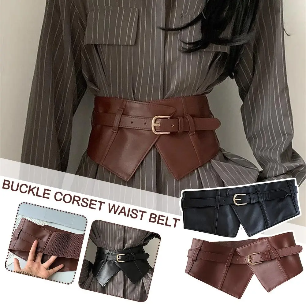 Fashion Wide Buckle Corset Waist Belt PU Leather Decorative Cummerbunds DIY Waist Cover For Skirts Dress Top Sweater Coat