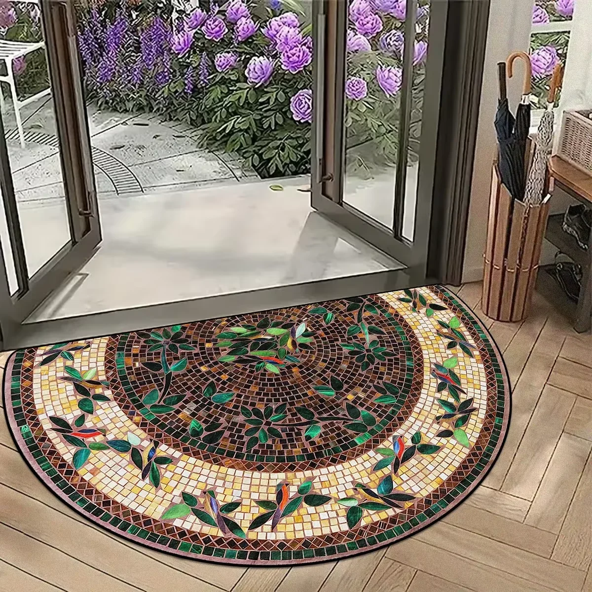 VIKAMA Summer American-style Retro Anti-slip Entrance Door Mat, Wear-resistant Entrance Hall Absorbent Carpet, Home Decoration