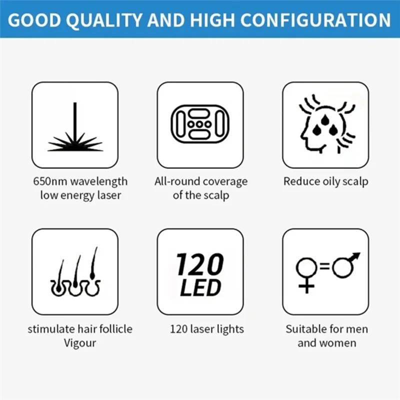 N89R غطاء حراري لعلاج الشعر بالضوء الأحمر مع مصباح LED لنمو الشعر السريع ضد الشعر