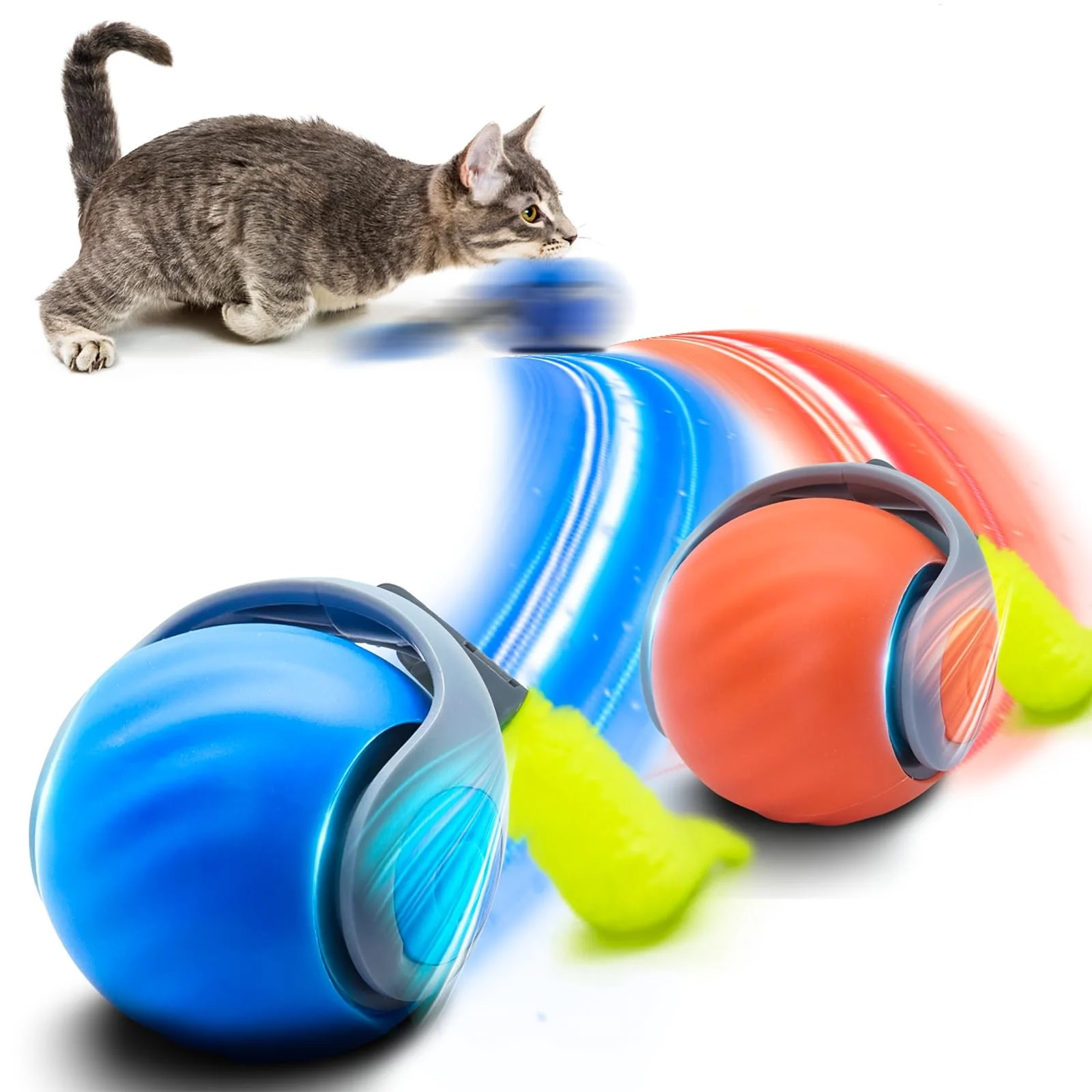 Cat Interactive Ball Toys Automatic Rolling Ball Faux Tail Rechargeable Smart Pet Electric Toy Dog Cat Training Imitate Mouse