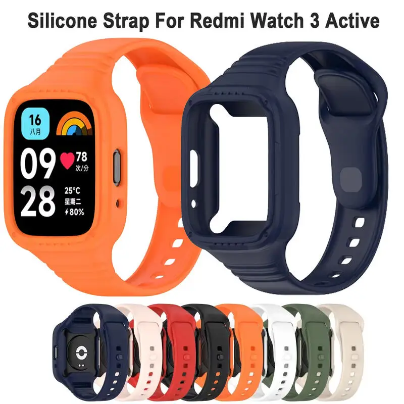 Weiche Silikonhülle + Band für Xiaomi Redmi Watch 3, aktive Sportarmband-Abdeckung, Armband für Redmi Watch 3 Lite Correa-Zubehör