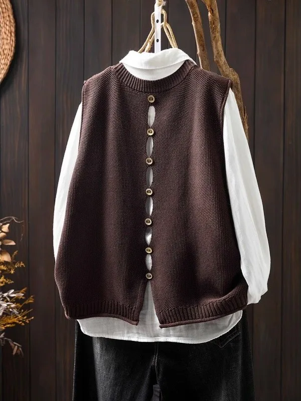 Colete de malha solto com design de botão superior Bal Svel suéter para homens e mulheres outono inverno casual Sle poliéster F...