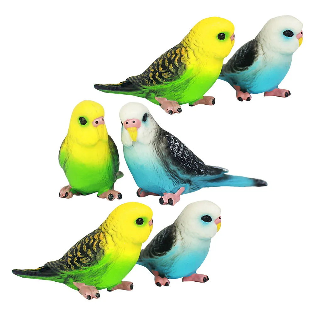 6Pcs Realistic Parrot Simulation Birds Lifelike Artificial Plastic Parrot Set for Garden Home Decor Educational Natural Play