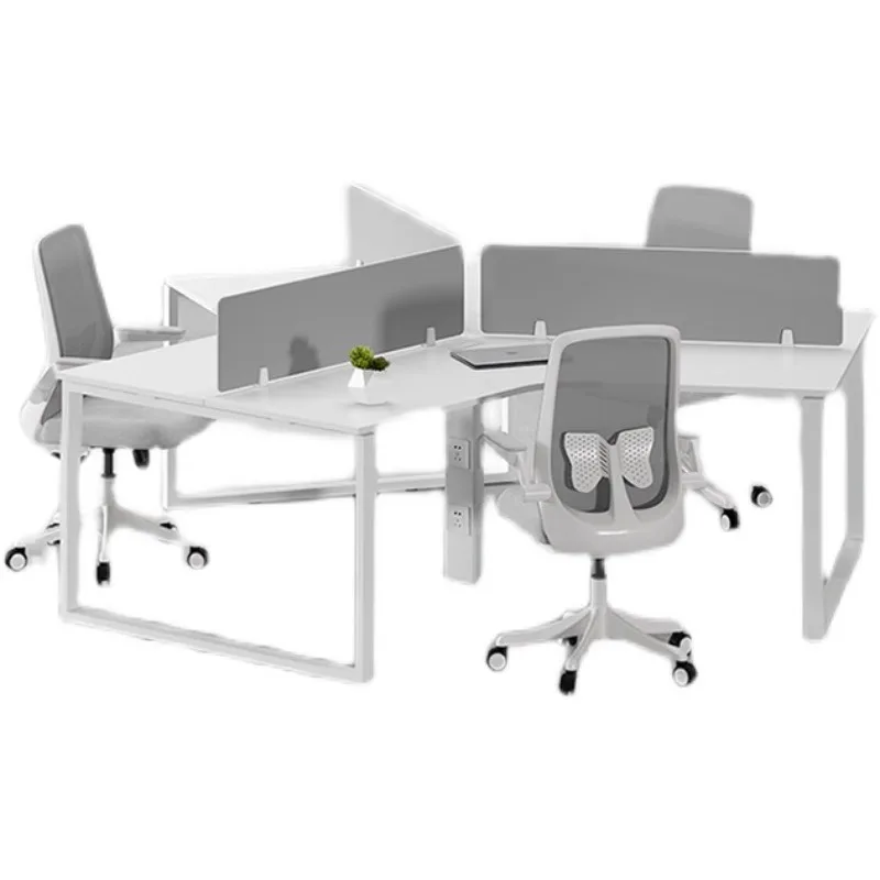 

Staff office desk and chair combination staff desk six people curved office multi-person station