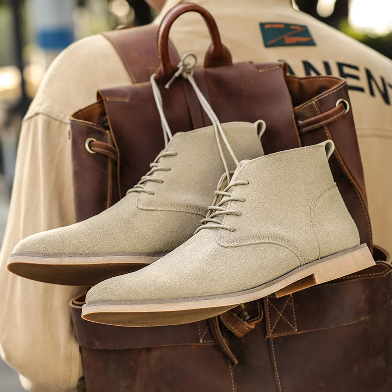 Modne botki męskie buty zimowe w stylu brytyjskim klasyczne buty zamszowe obuwie Casual obuwie robocze Botas Zapatos Hombre