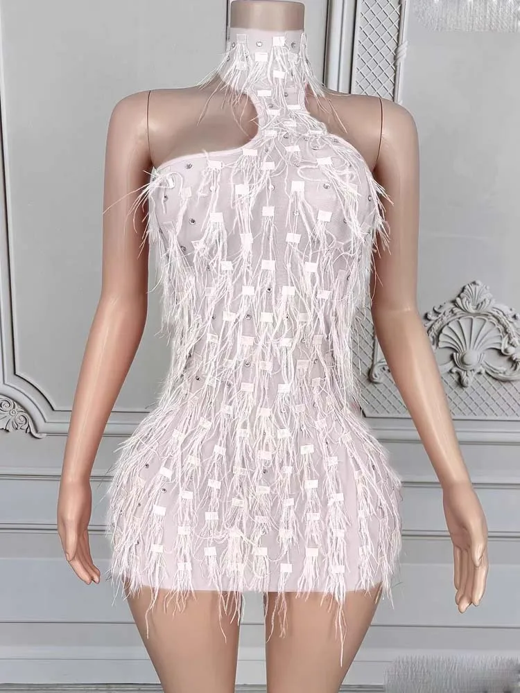 Wysokiej jakości sukienka z frędzlami z cyrkonii, seksowna, z odkrytymi plecami, elastyczna, nowa kolekcja 2025, modna odzież damska na zamówienie.