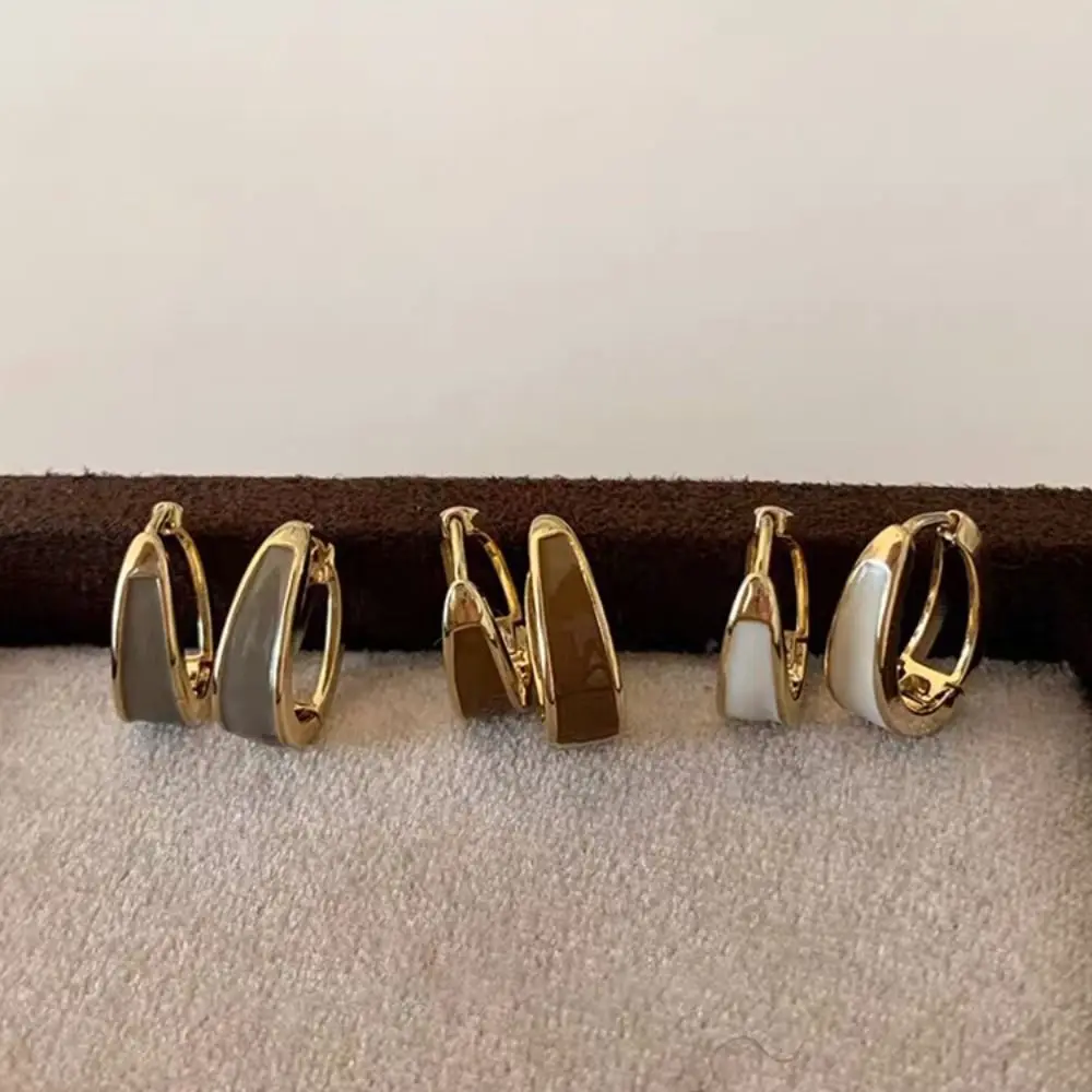 Minority Lady Party Temperament Dripping Oil Copper Huggie Earrings Korean Style Earrings Enamel Ear Buckle Women Hoop Earrings
