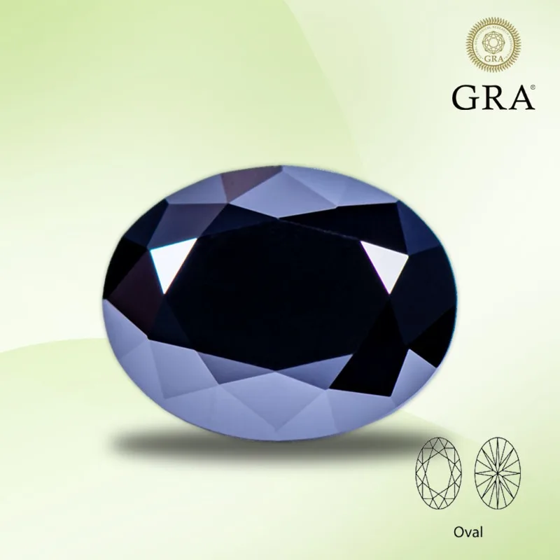 Moissanite Stone Black Color Oval Cut Gemstone Lab Grown Created Heat Diamond for Charms Jewelry Making with GRA Certificate