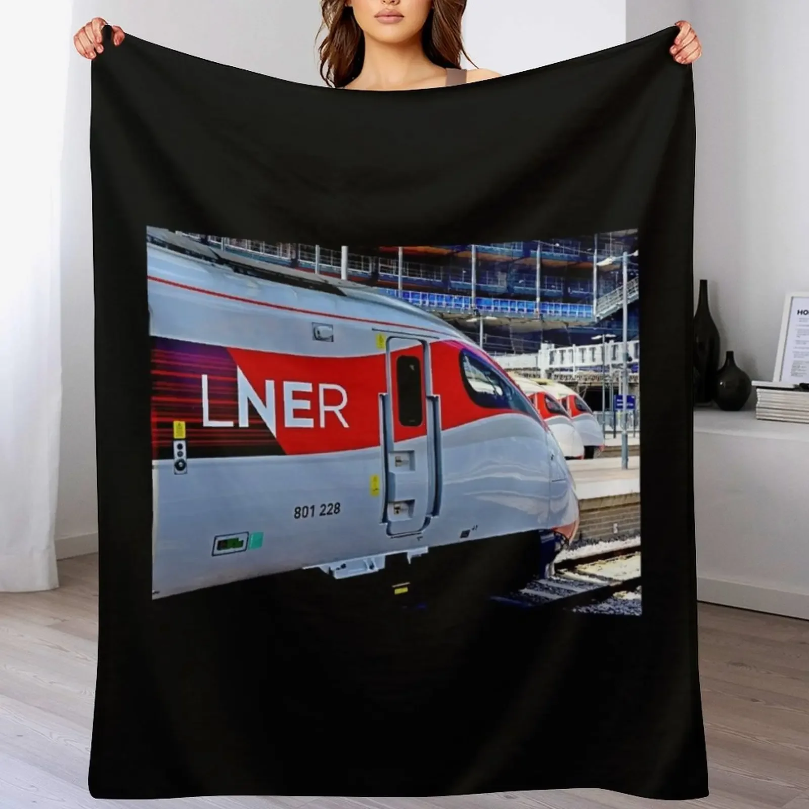 LNER Azuma 801 high speed trains at King's Cross Station Throw Blanket Lightweight Warm Blanket for Indoor Outdoor Use