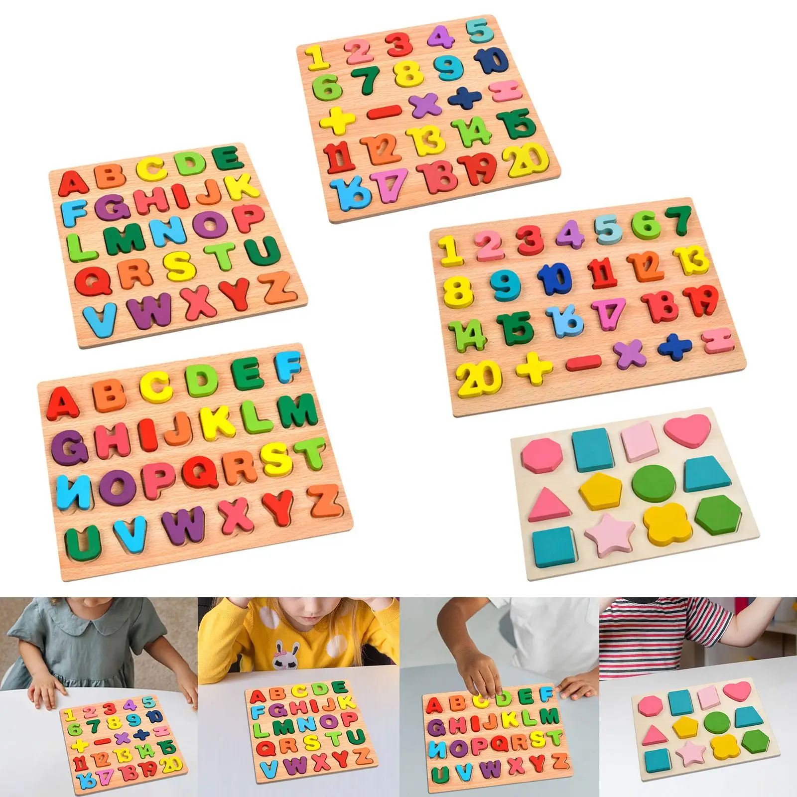 Wooden Puzzle New Year Gift Matching Game for Children Toddlers Boys Girls