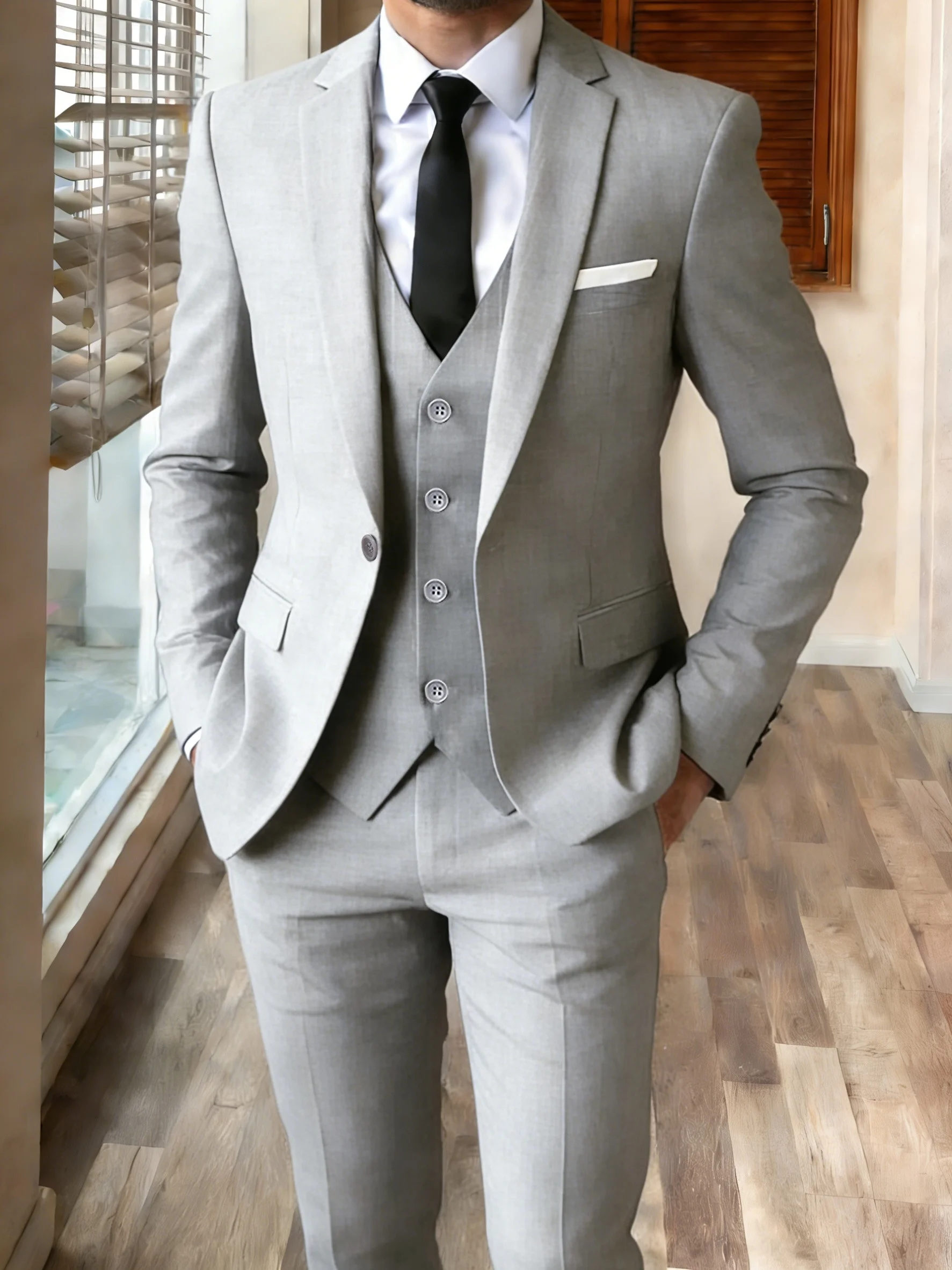 

Мужской костюм-тройка, зеленый с отложным воротником, большой размер, брюки, галстук, свадебный наряд, жилет, рабочая униформа, праздничный подарок.