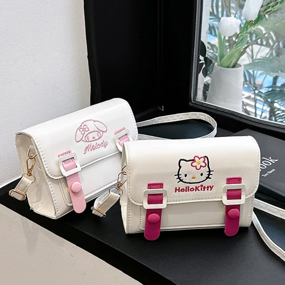 Hellokitty Kuromi Cinnamorol Mymelody PU Crossbody Bags Sanrio Kawaii Bagpack Cute Fashion Anime Satchel Casual Simple Tote Gift