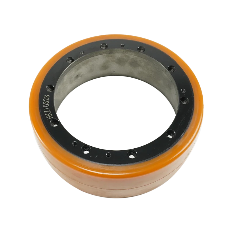 Steel Rimmed Rubber Bandaged PU Drive Wheel for Forklift Truck 250mm Diameter 80mm Width 175mm with 10 Holes