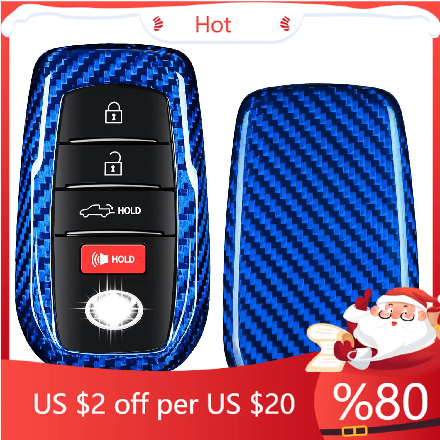 

Чехол для ключей из углеродного волокна для Toyota Tundra 2024, чехол для ключа Toyota Sequoia 2022 Sienna 2023, наклейки для интерьера Smart Key S